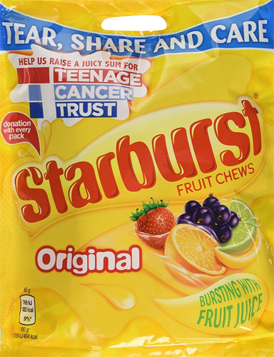 A packet of evil Starburst fruit chews