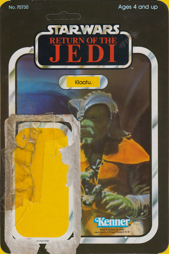Klaatu vintage Return of the Jedi action figure card back
